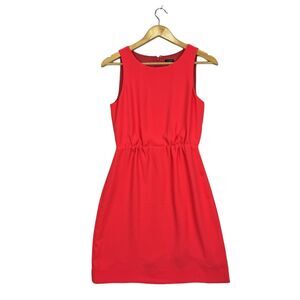 J.Crew Pink Sleeveless Dress Size 0 Round Neck Sheath Fitted Elastic Cinch Waist